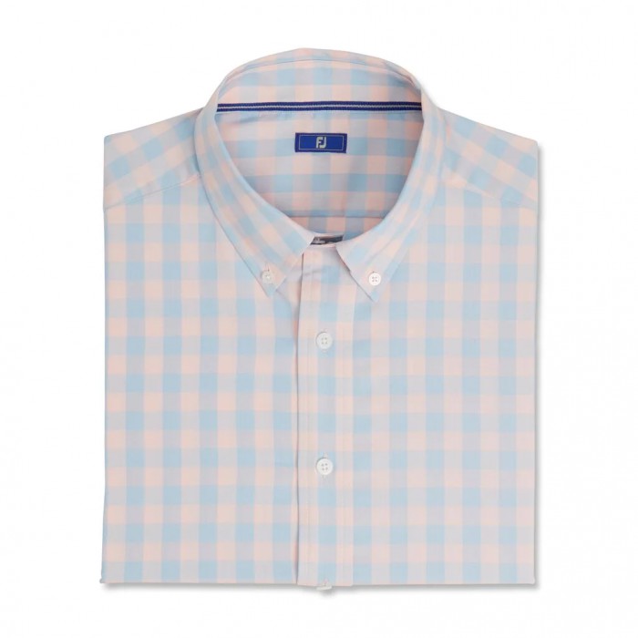 Camisas Footjoy Gingham Stretch Algodon Hombre Rosas Claro | ES7961480