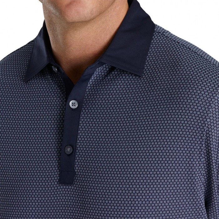 Camisas Footjoy Jacquard Dot Lisle Self Collar Hombre Azul Marino | ES1023594