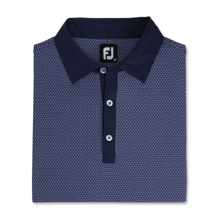 Camisas Footjoy Jacquard Dot Lisle Self Collar Hombre Azul Marino | ES1023594