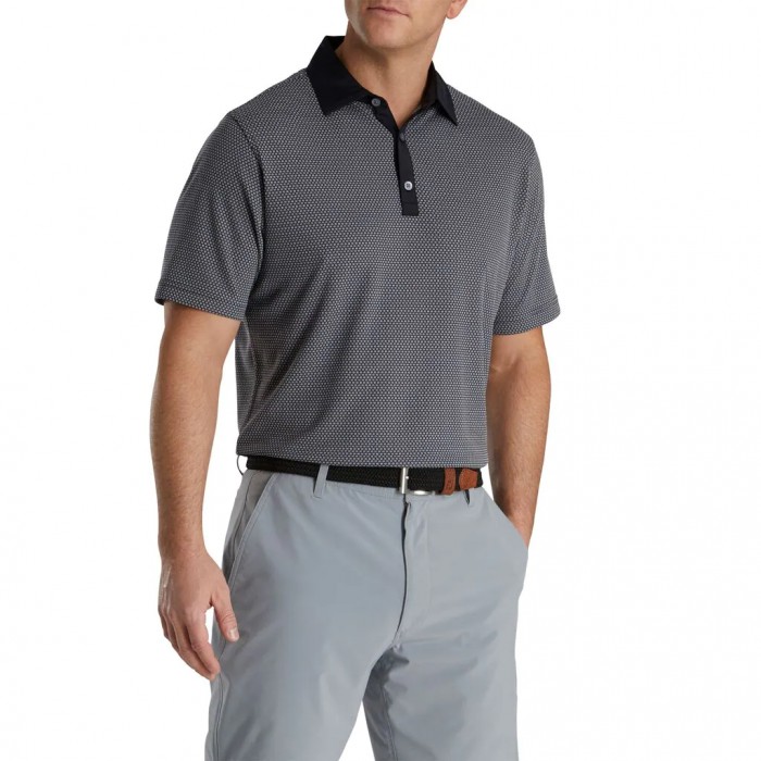 Camisas Footjoy Jacquard Dot Lisle Self Collar Hombre Negras Blancas | ES7832569