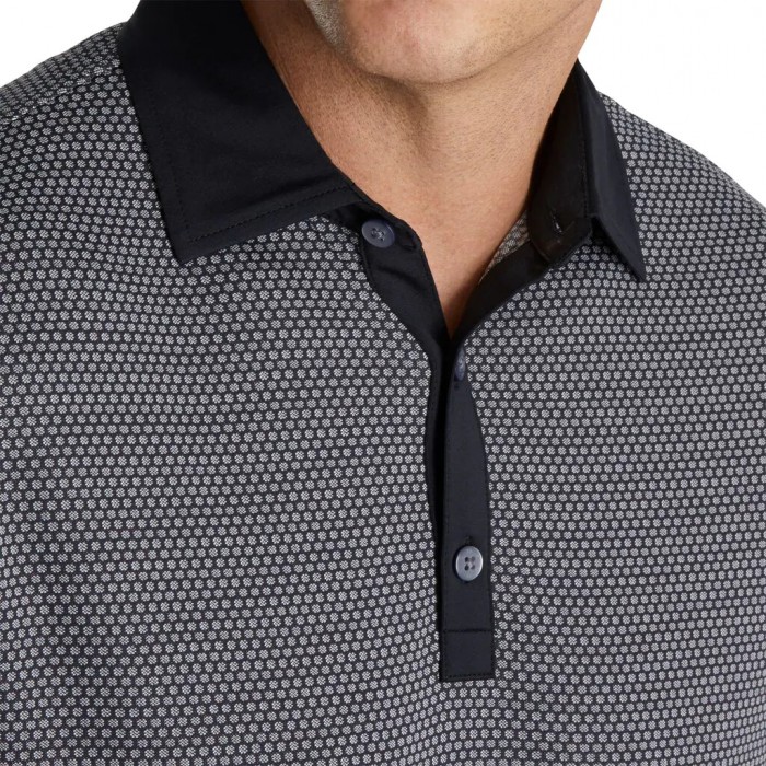 Camisas Footjoy Jacquard Dot Lisle Self Collar Hombre Negras Blancas | ES7832569