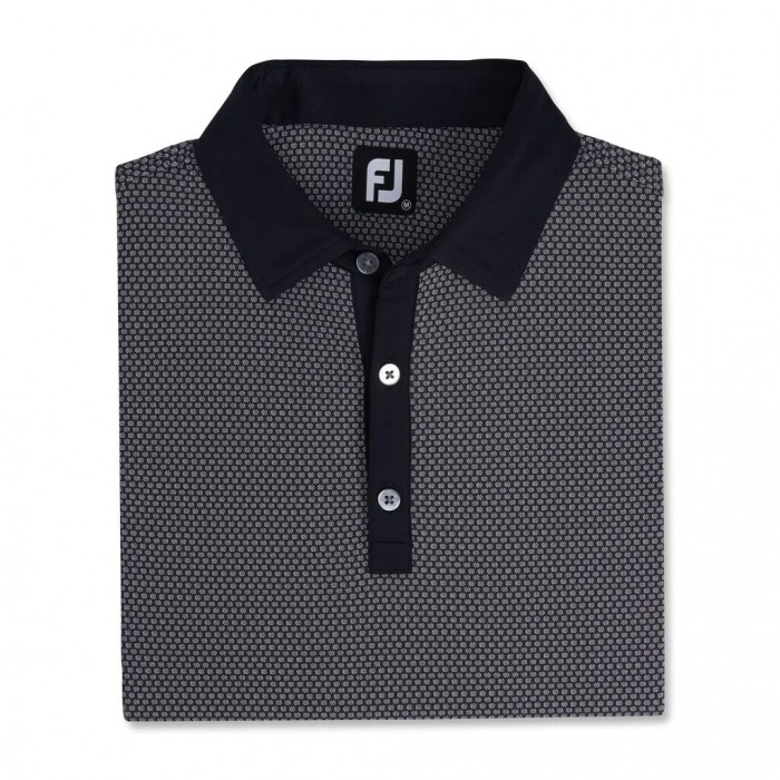 Camisas Footjoy Jacquard Dot Lisle Self Collar Hombre Negras Blancas | ES7832569