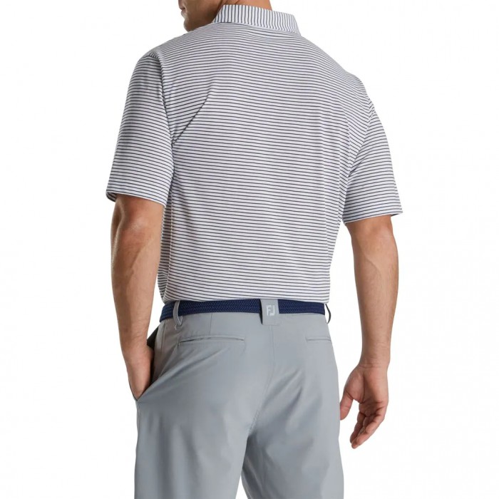 Camisas Footjoy Jersey Pencil Stripe Hombre Blancas Azul Marino | ES7028951