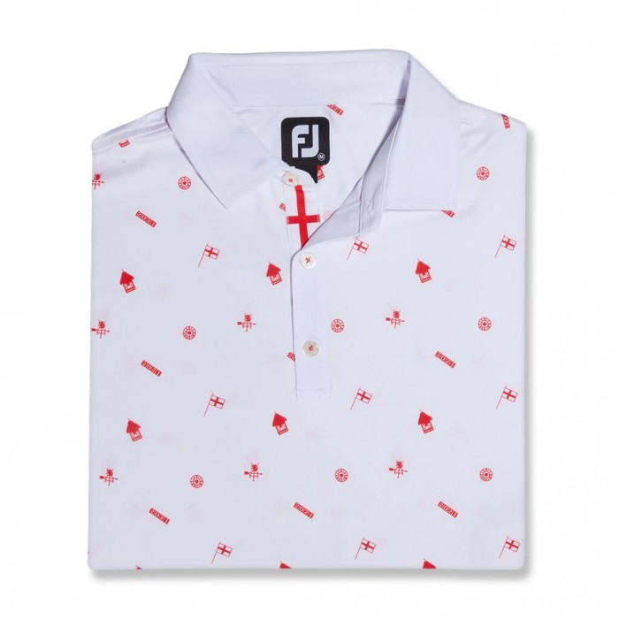 Camisas Footjoy Kent Coast Lisle Print Self Collar Hombre Blancas | ES3762598