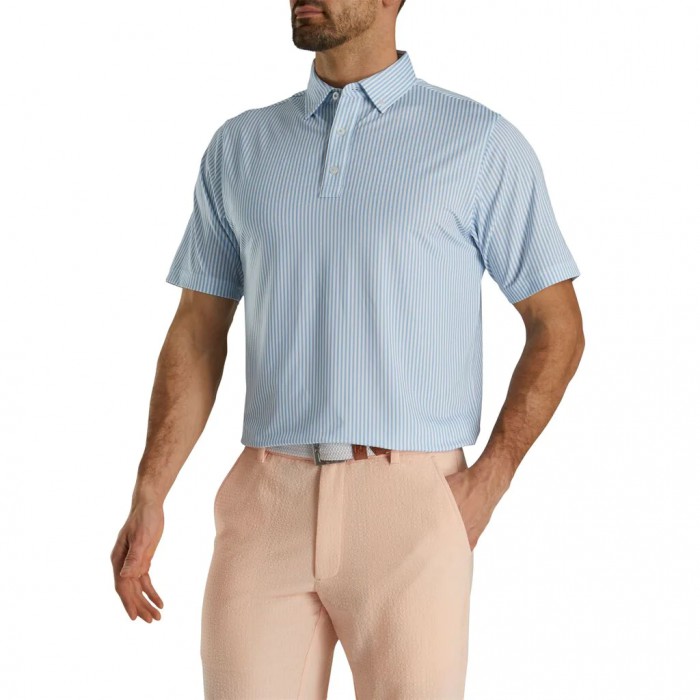 Camisas Footjoy Limited Edition Lisle Stripe Self Collar Hombre Azules Claro Blancas | ES8703651