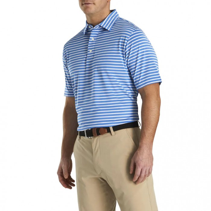 Camisas Footjoy Lisle 2-Color Stripe Self Collar Hombre Blancas | ES0852374