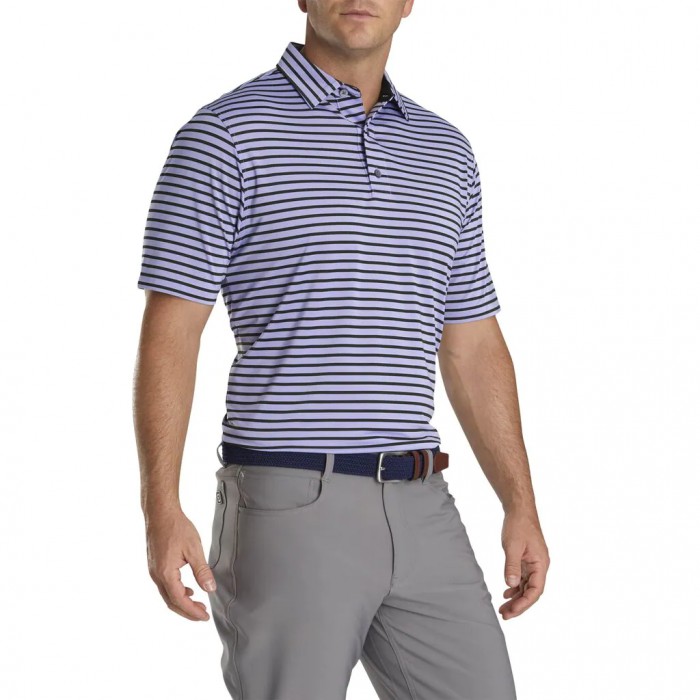 Camisas Footjoy Lisle 2-Color Stripe Self Collar Hombre Lavanda Negras | ES0943527