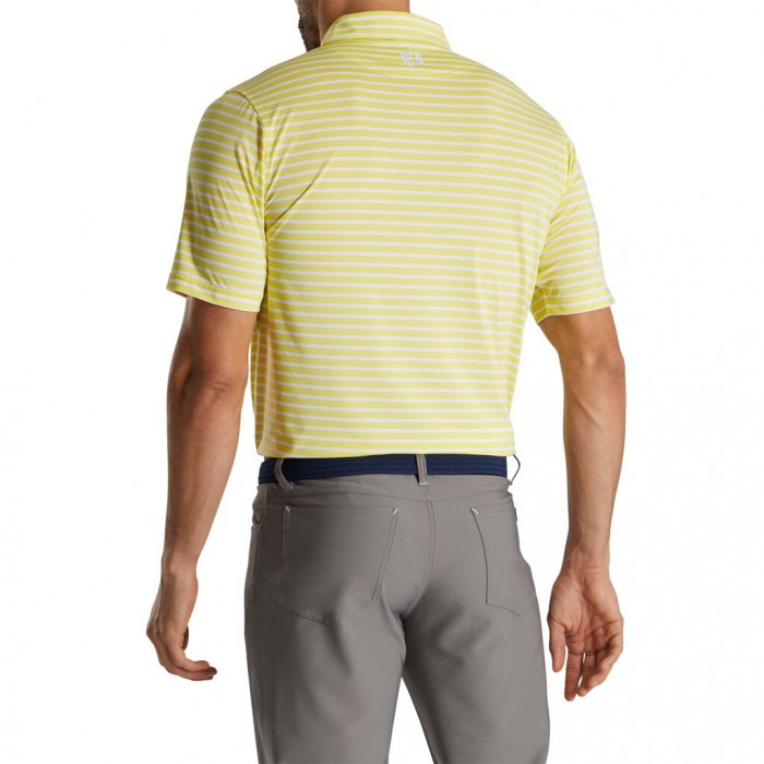 Camisas Footjoy Lisle 2-Color Stripe Self Collar Hombre Amarillo Blancas | ES1097432