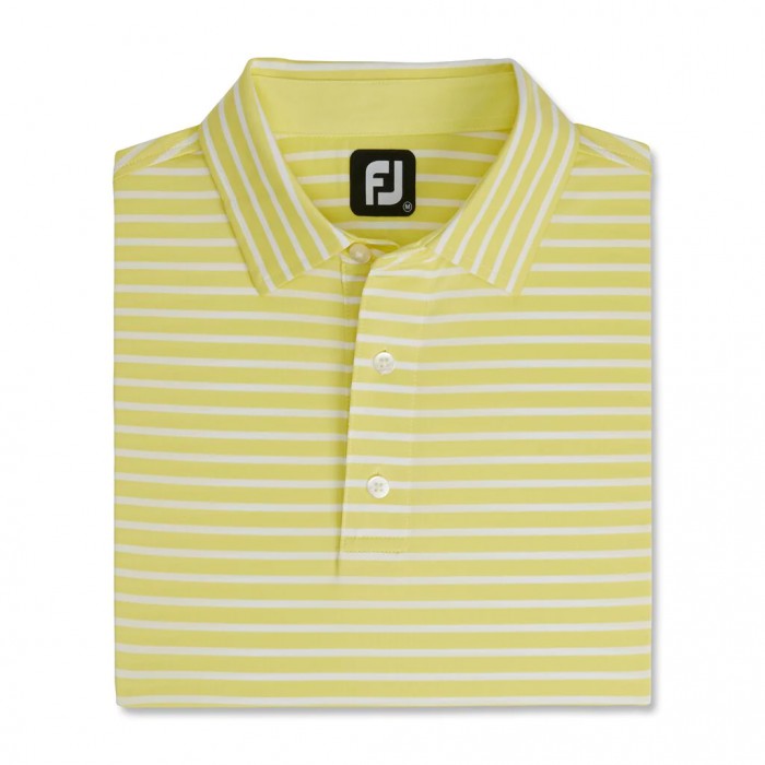 Camisas Footjoy Lisle 2-Color Stripe Self Collar Hombre Amarillo Blancas | ES1097432