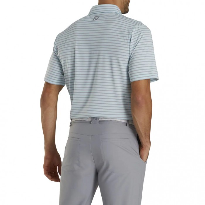 Camisas Footjoy Lisle 2-Color Stripe Self Collar Hombre Azules Gris | ES1465937