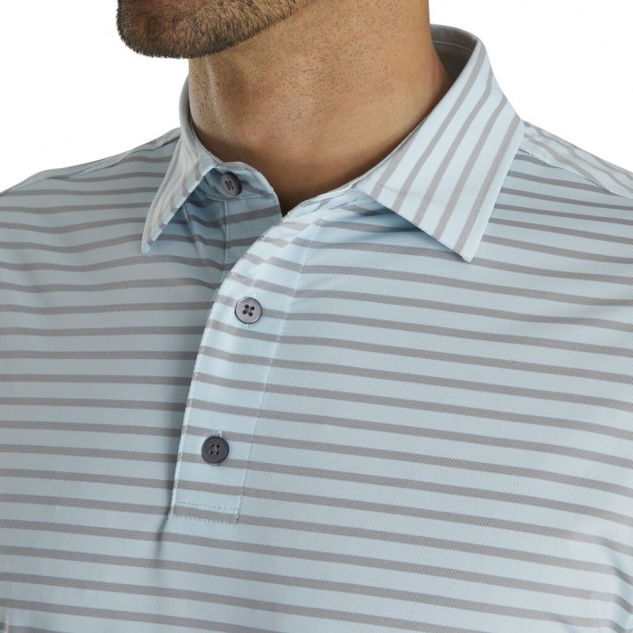 Camisas Footjoy Lisle 2-Color Stripe Self Collar Hombre Azules Gris | ES1465937