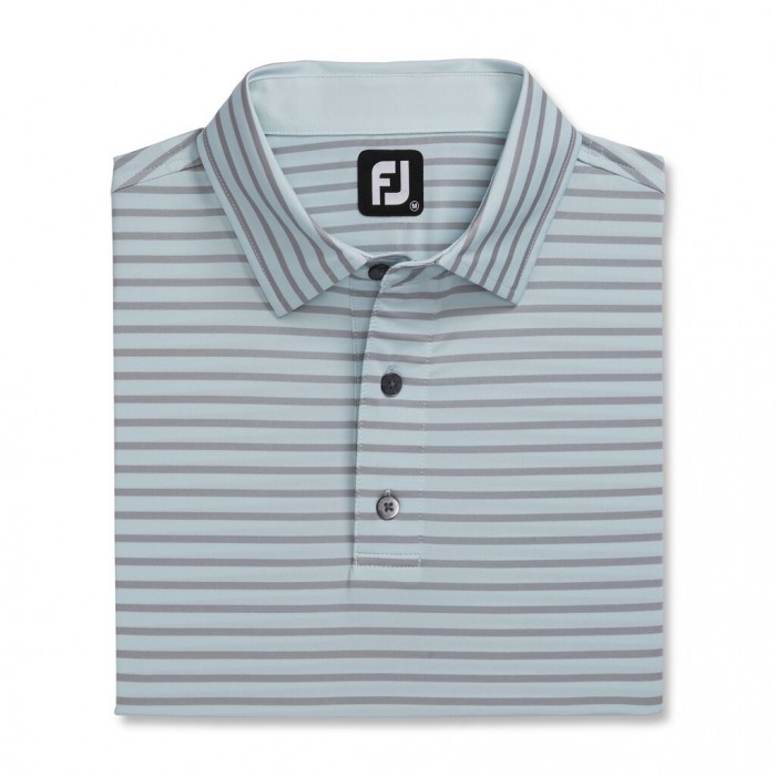 Camisas Footjoy Lisle 2-Color Stripe Self Collar Hombre Azules Gris | ES1465937