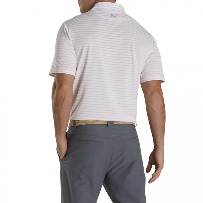 Camisas Footjoy Lisle 2-Color Stripe Self Collar Hombre Blancas Rosas Claro | ES2145608