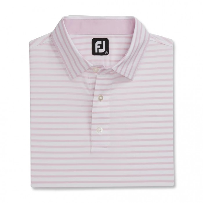 Camisas Footjoy Lisle 2-Color Stripe Self Collar Hombre Blancas Rosas Claro | ES2145608