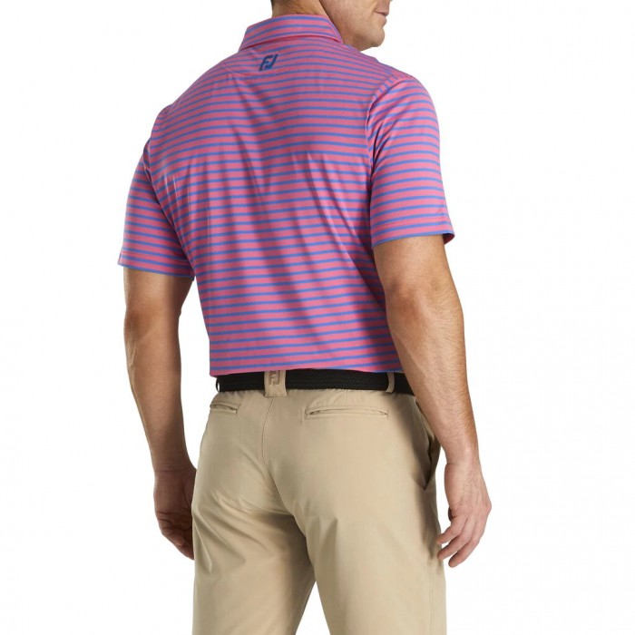 Camisas Footjoy Lisle 2-Color Stripe Self Collar Hombre Rosas | ES6038472