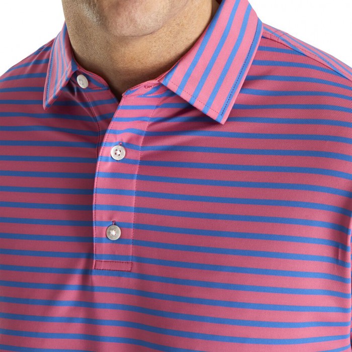 Camisas Footjoy Lisle 2-Color Stripe Self Collar Hombre Rosas | ES6038472