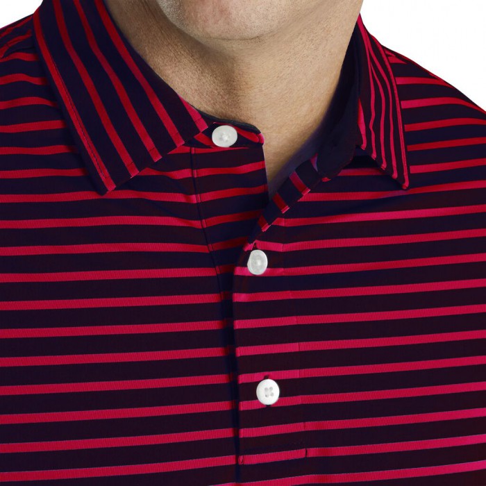 Camisas Footjoy Lisle 2-Color Stripe Self Collar Hombre Azul Marino Rojas | ES6321478