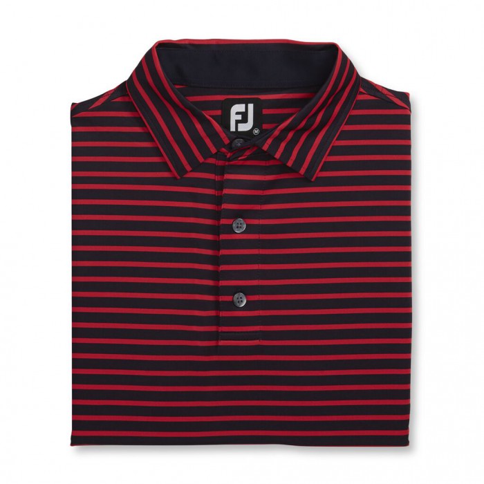 Camisas Footjoy Lisle 2-Color Stripe Self Collar Hombre Azul Marino Rojas | ES6321478