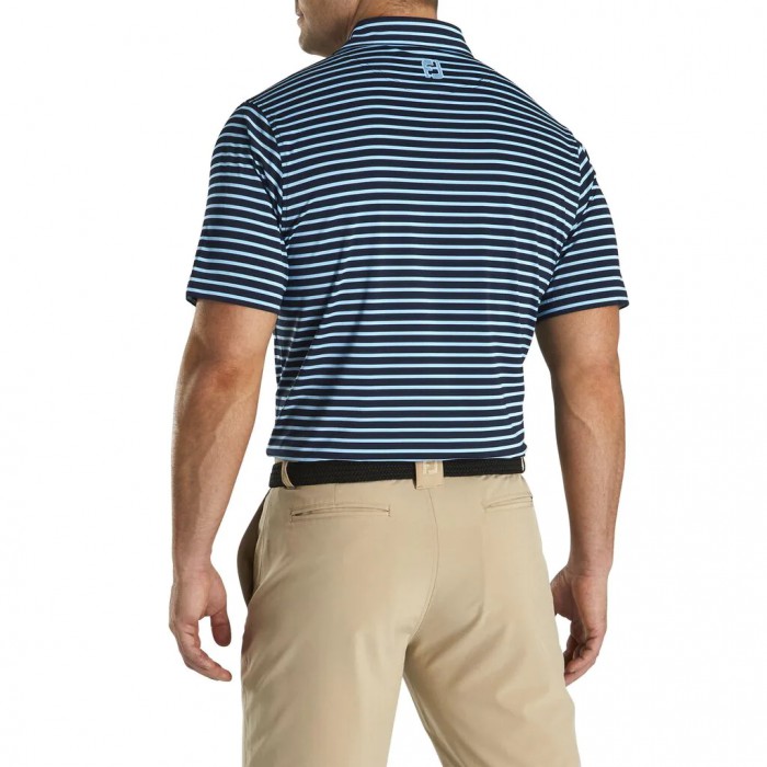 Camisas Footjoy Lisle 2-Color Stripe Self Collar Hombre Azul Marino Azules Claro | ES8402673