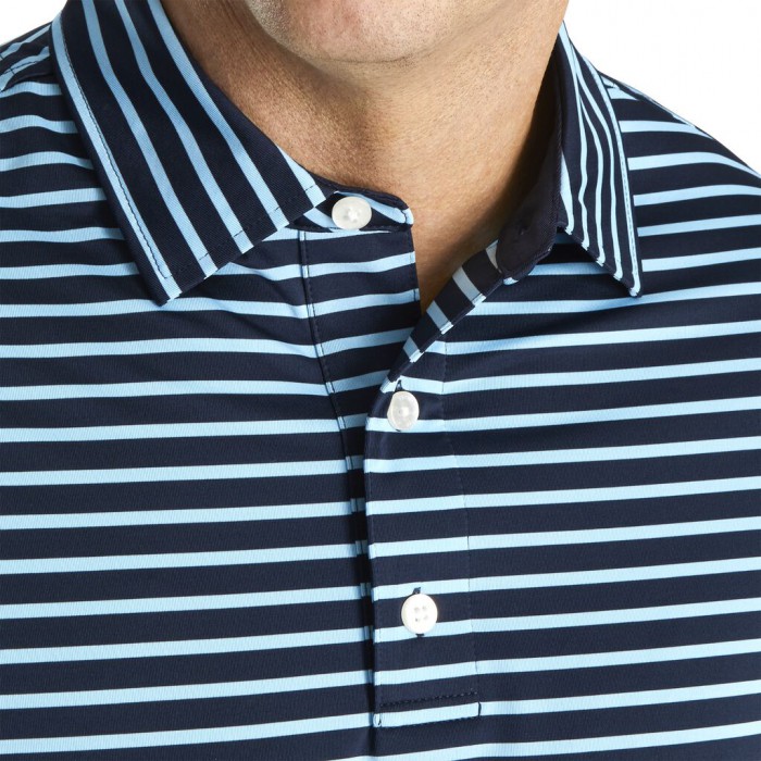 Camisas Footjoy Lisle 2-Color Stripe Self Collar Hombre Azul Marino Azules Claro | ES8402673