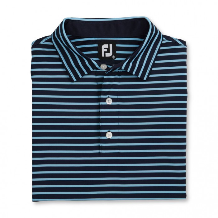 Camisas Footjoy Lisle 2-Color Stripe Self Collar Hombre Azul Marino Azules Claro | ES8402673