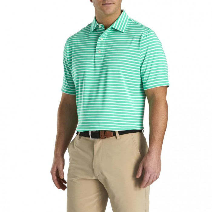 Camisas Footjoy Lisle 2-Color Stripe Self Collar Hombre Blancas | ES8491523