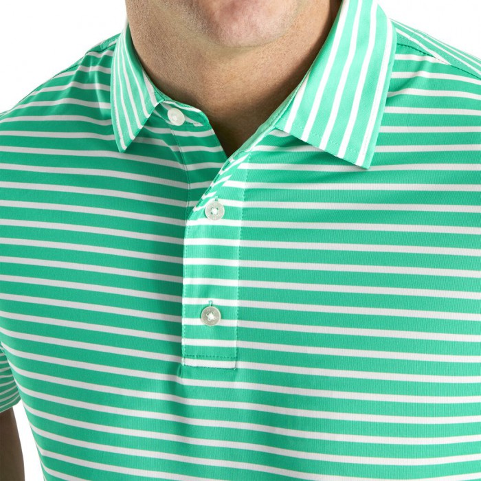 Camisas Footjoy Lisle 2-Color Stripe Self Collar Hombre Blancas | ES8491523