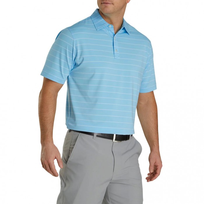 Camisas Footjoy Lisle Double Pin Stripe Self Collar Hombre Caribbean | ES3156284