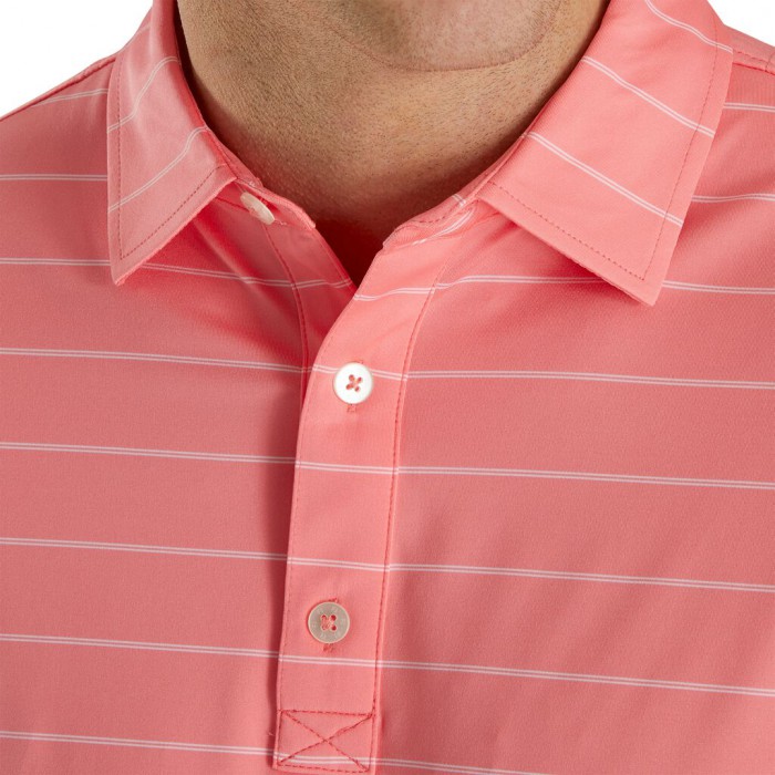 Camisas Footjoy Lisle Double Pin Stripe Self Collar Hombre Watermelon | ES7961253