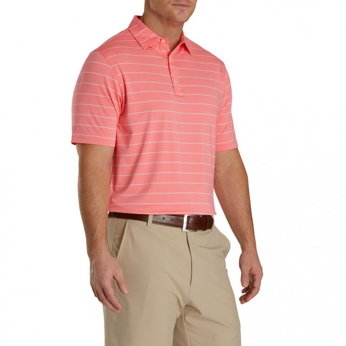 Camisas Footjoy Lisle Double Pin Stripe Self Collar Hombre Watermelon | ES7961253