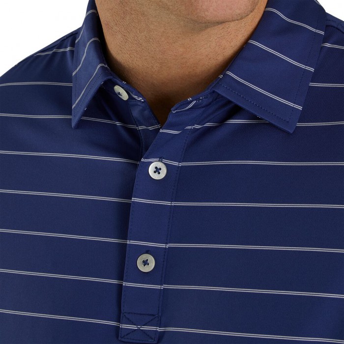 Camisas Footjoy Lisle Double Pin Stripe Self Collar Hombre Twilight | ES9317802