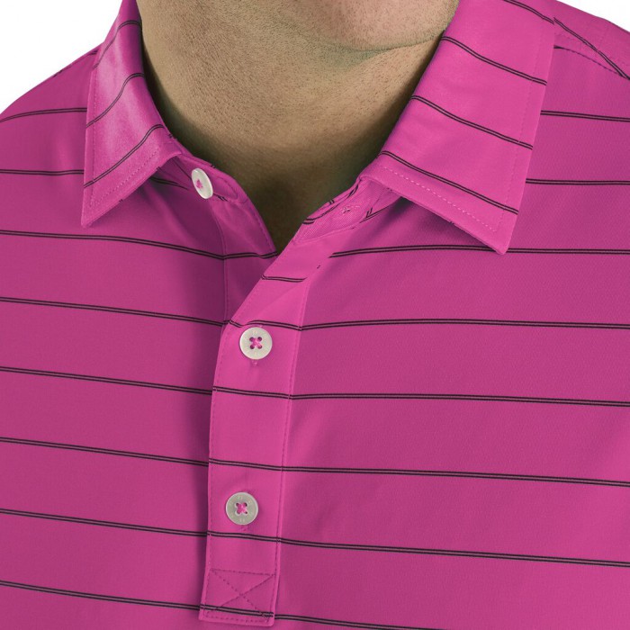 Camisas Footjoy Lisle Double Pin Stripe Self Collar Hombre Rosas | ES9847065