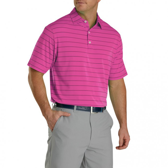 Camisas Footjoy Lisle Double Pin Stripe Self Collar Hombre Rosas | ES9847065