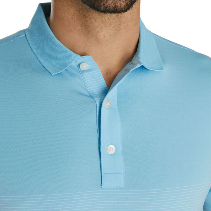 Camisas Footjoy Lisle Engineered Pin Stripe Self Collar Hombre Azules Claro Blancas | ES0635987