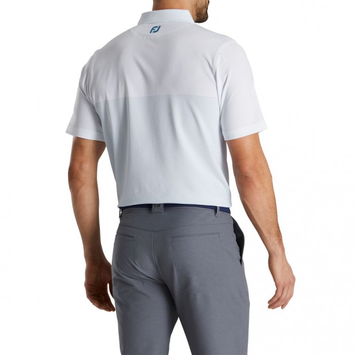 Camisas Footjoy Lisle Engineered Pin Stripe Self Collar Hombre Blancas Azul Real | ES6210543