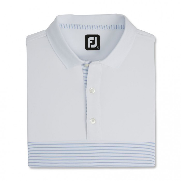 Camisas Footjoy Lisle Engineered Pin Stripe Self Collar Hombre Blancas Azul Real | ES6210543