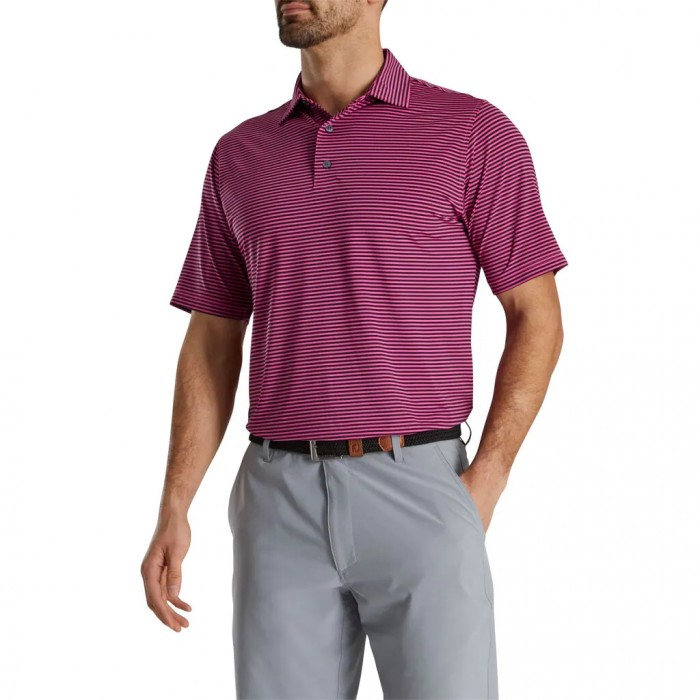 Camisas Footjoy Lisle Feeder Stripe Self Collar Hombre Rosas Negras | ES0526749