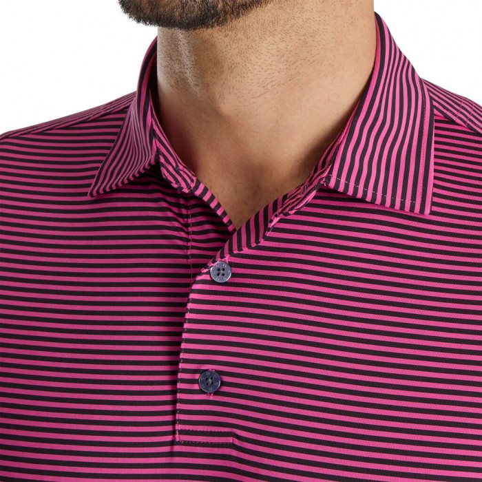 Camisas Footjoy Lisle Feeder Stripe Self Collar Hombre Rosas Negras | ES0526749