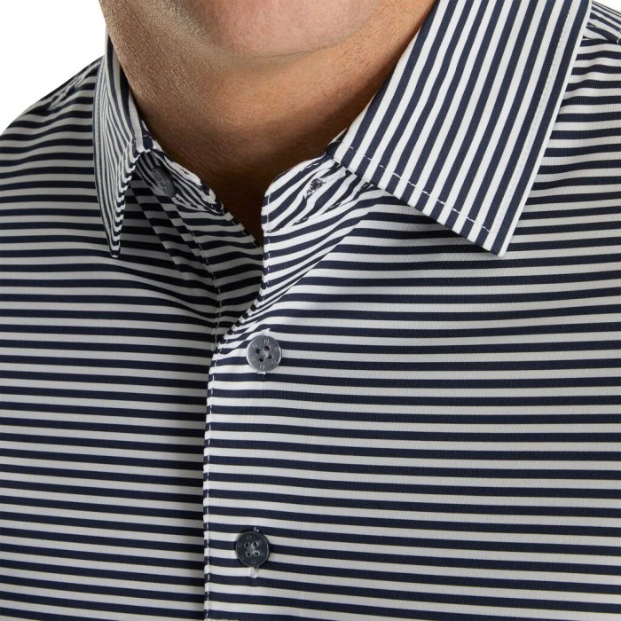 Camisas Footjoy Lisle Feeder Stripe Self Collar Hombre Azul Marino Blancas | ES0643782