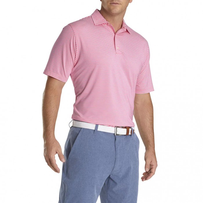 Camisas Footjoy Lisle Feeder Stripe Self Collar Hombre Rosas Blancas | ES3590472