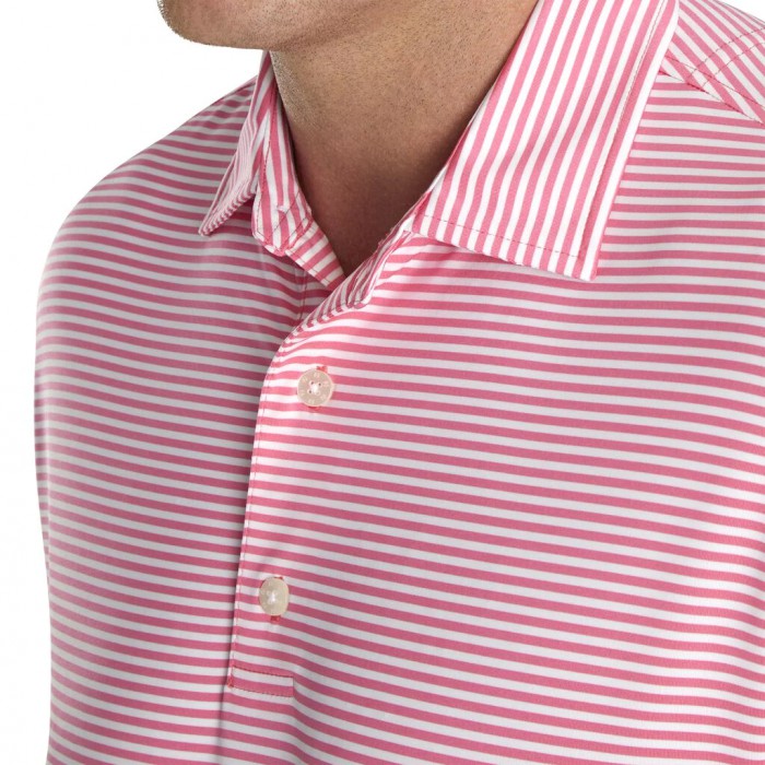 Camisas Footjoy Lisle Feeder Stripe Self Collar Hombre Rosas Blancas | ES3590472