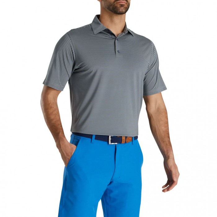 Camisas Footjoy Lisle Feeder Stripe Self Collar Hombre Gris | ES5719360