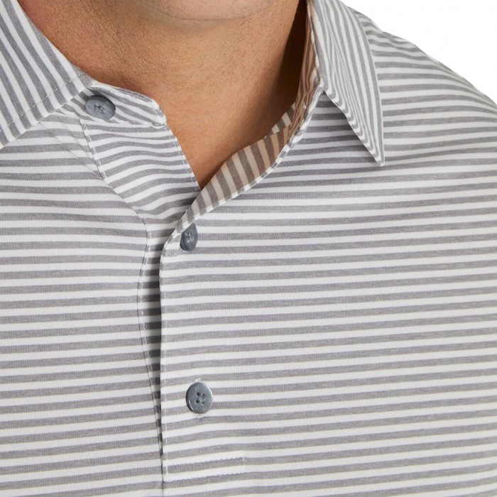 Camisas Footjoy Lisle Feeder Stripe Self Collar Hombre Gris Blancas | ES6921308