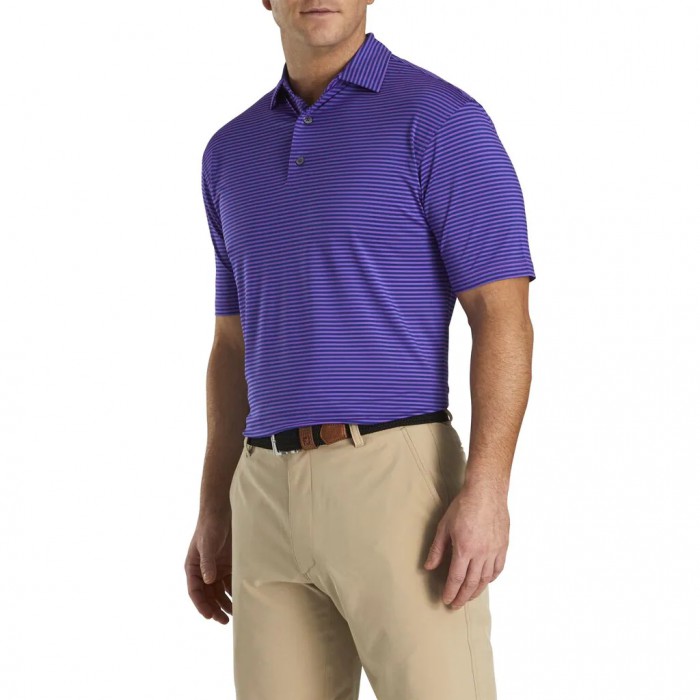 Camisas Footjoy Lisle Feeder Stripe Self Collar Hombre Moradas Azules Oscuro | ES7108546