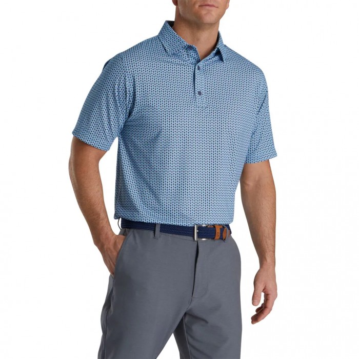 Camisas Footjoy Loop Print Lisle Self Collar Hombre Negras Azules Blancas | ES3218507