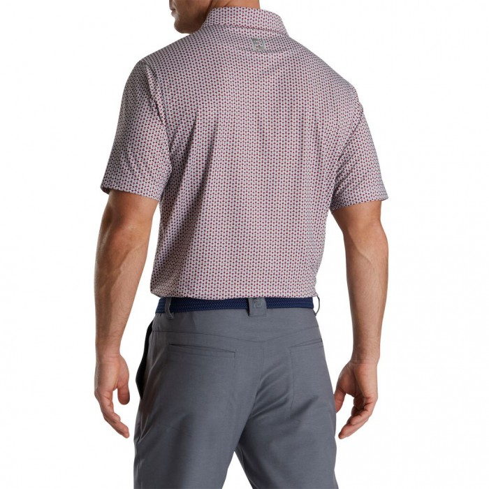 Camisas Footjoy Loop Print Lisle Self Collar Hombre Blancas Gris | ES5430297