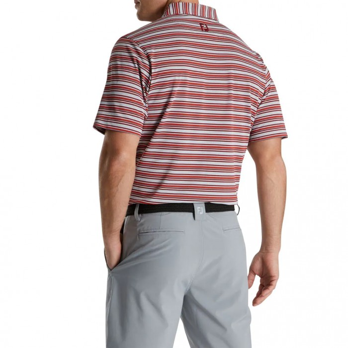 Camisas Footjoy Multi-Stripe Stretch Pique Self Collar Hombre Gris Blancas | ES0832694