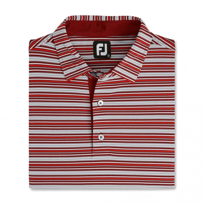 Camisas Footjoy Multi-Stripe Stretch Pique Self Collar Hombre Gris Blancas | ES0832694