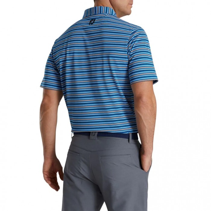 Camisas Footjoy Multi-Stripe Stretch Pique Self Collar Hombre Azules Negras Blancas | ES8612970