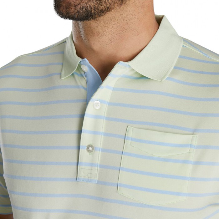 Camisas Footjoy Nautical Stripe Lisle Self Collar Hombre Verde Menta | ES0561927